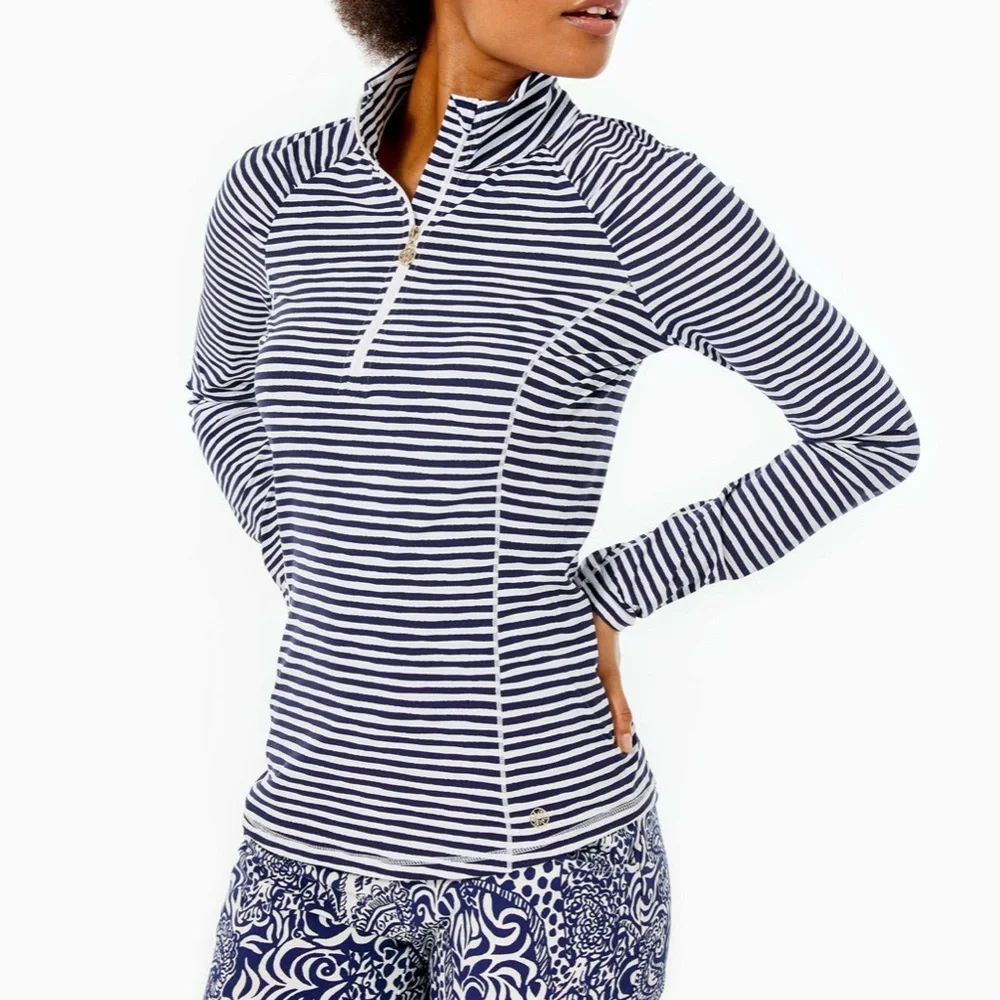 Lilly Pulitzer Justine Half-Zip UPF 50+ Stripe - Picture 2 of 8